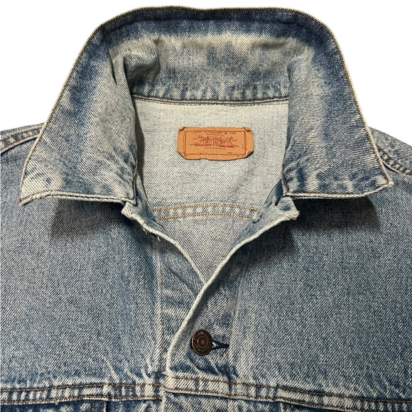 80s Levi's Denim Trucker Jacket XL 70507-0214 Type 3 USA Distressed Grunge Biker - Picture 4 of 12
